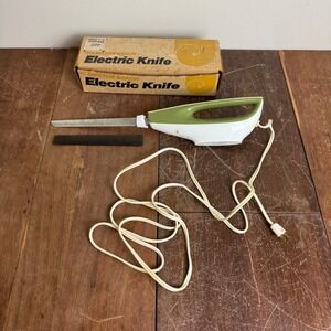 Hamilton Beach Electric Knife Avocado Green Vintage Carving Knife Box Model 275A